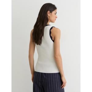 REISS Freya Scallop-Trim Rib-Knit Vest